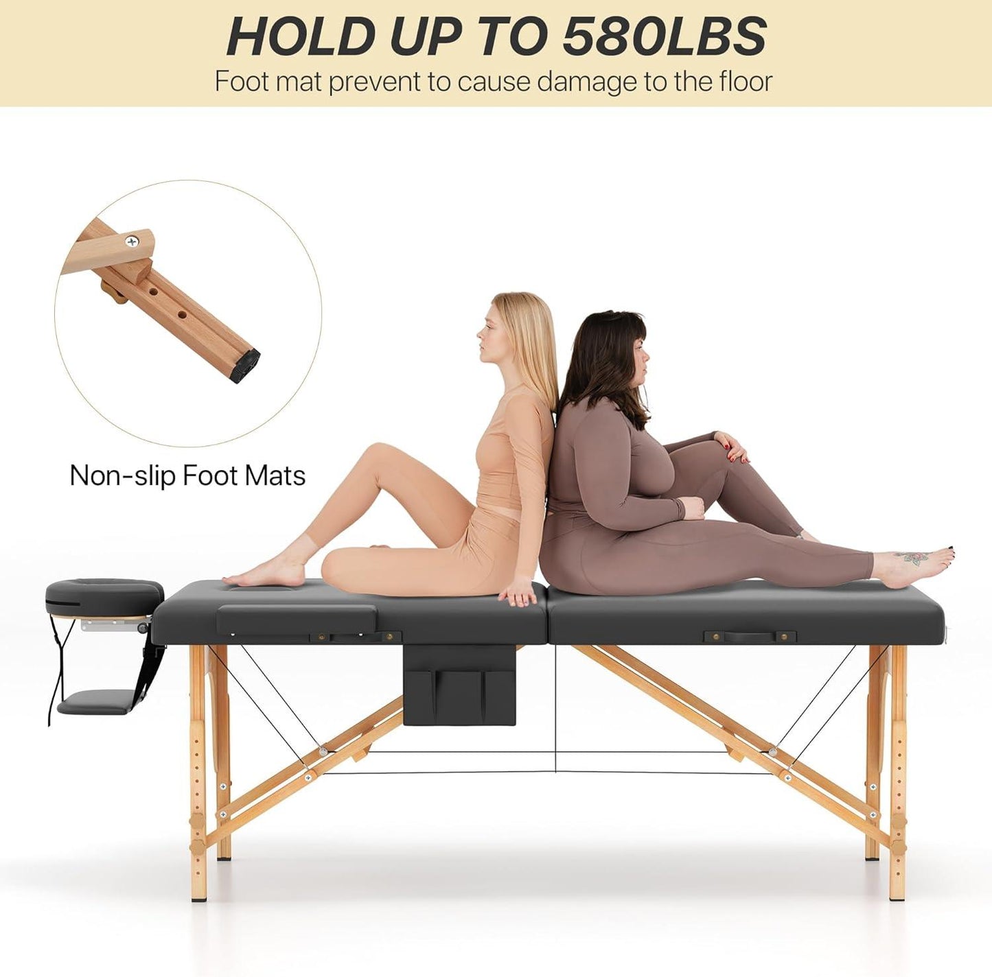 Mesa de masaje de espuma viscoelástica, portátil, plegable - vivox&space