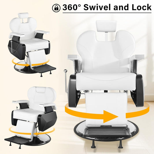 Sillón reclinable de Barberia Harly Blanco - vivox&space