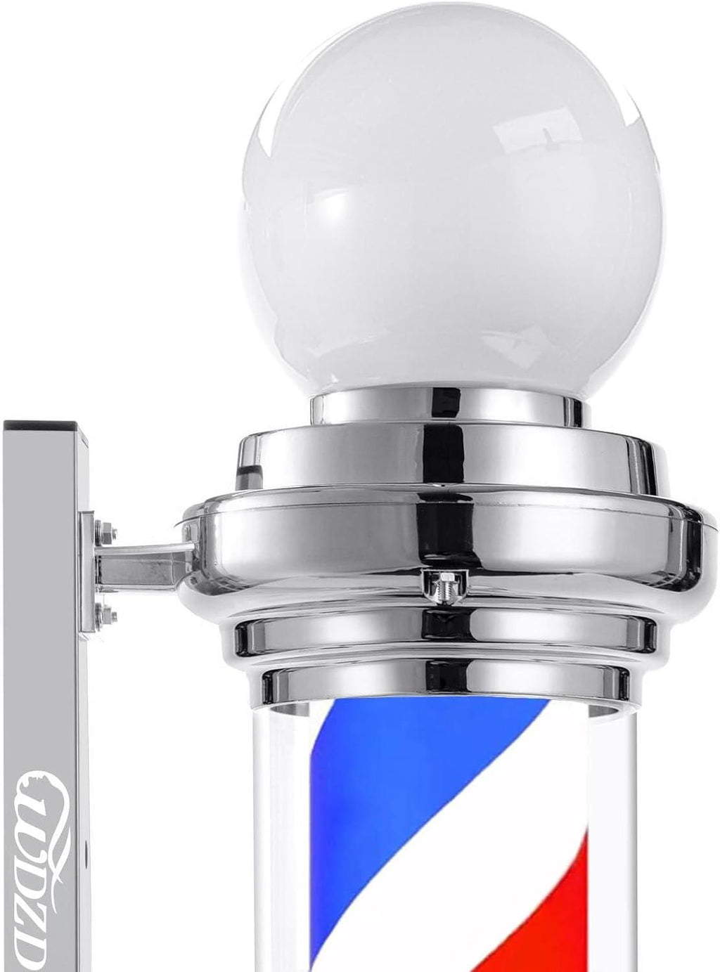 Barber pole con faro | plata rojo, blanco y azul de 27'' - vivox&space