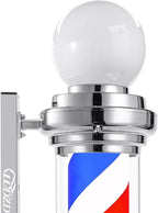 Barber pole con faro | plata rojo, blanco y azul de 27'' - vivox&space