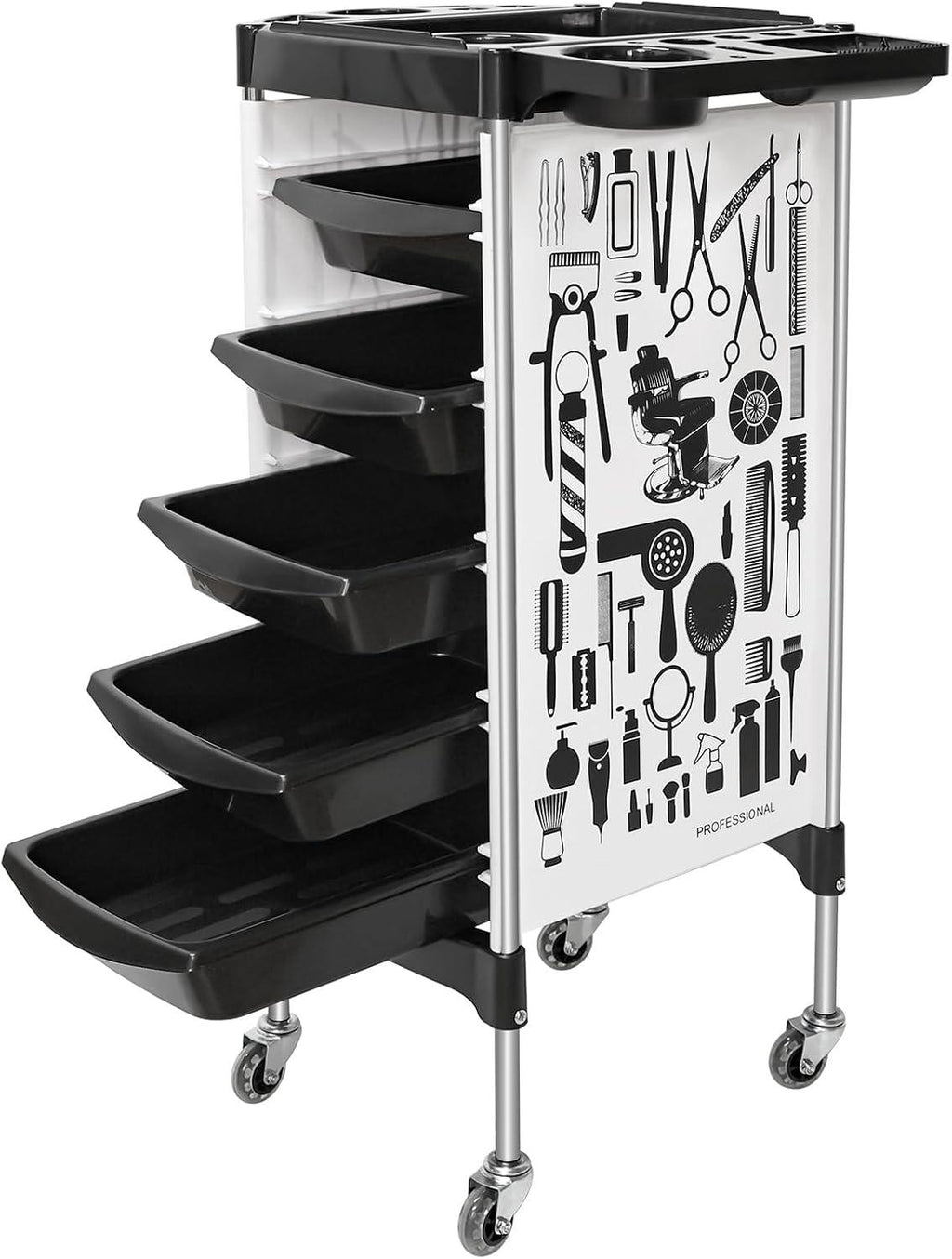 Carrito de salón con ruedas, multifunción con 5 cajones - vivox&space