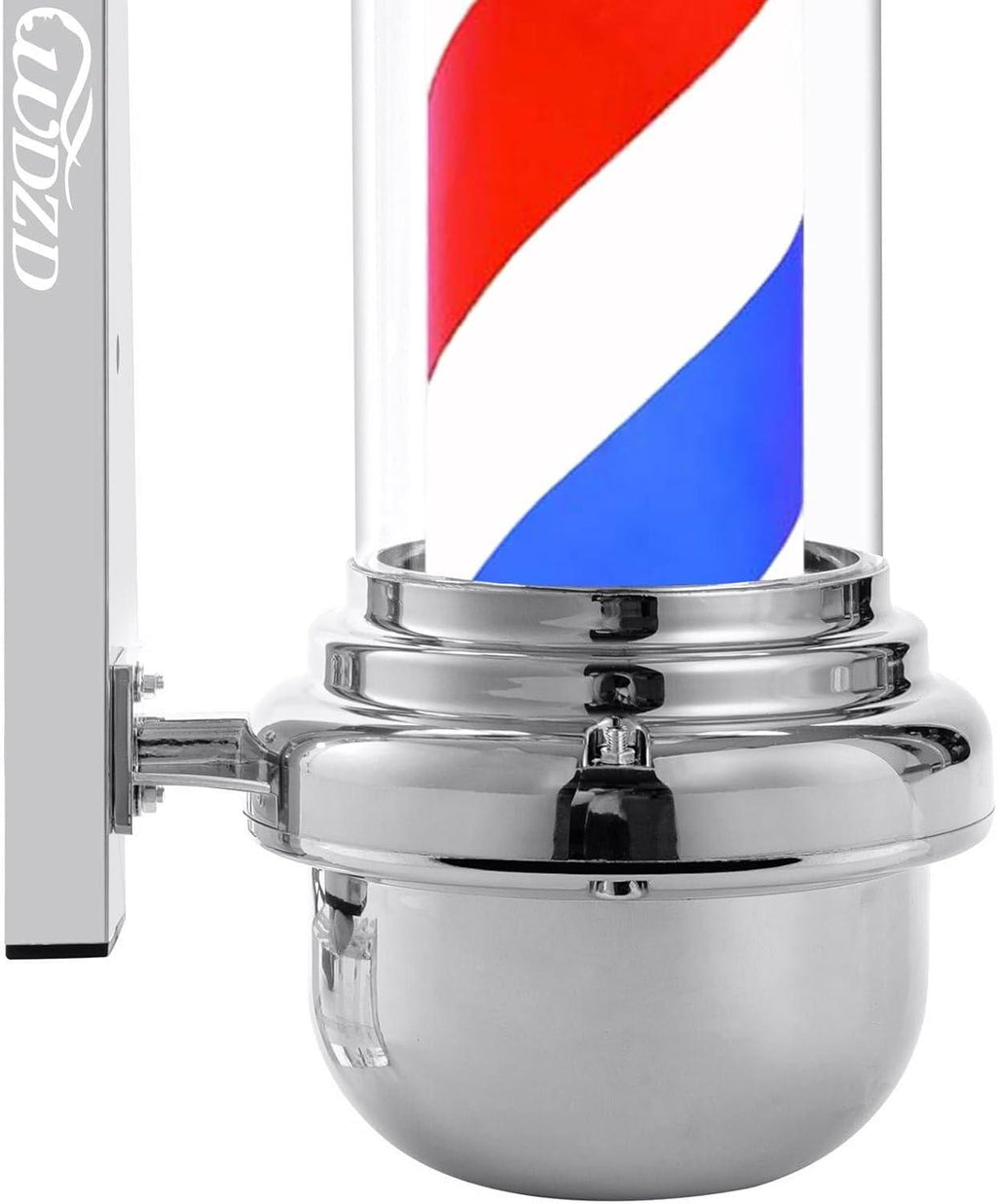 Barber pole con faro | plata rojo, blanco y azul de 27'' - vivox&space