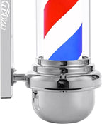 Barber pole con faro | plata rojo, blanco y azul de 27'' - vivox&space