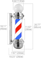 Barber pole con faro | plata rojo, blanco y azul de 27'' - vivox&space