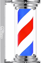 Barber pole con faro | plata rojo, blanco y azul de 27'' - vivox&space