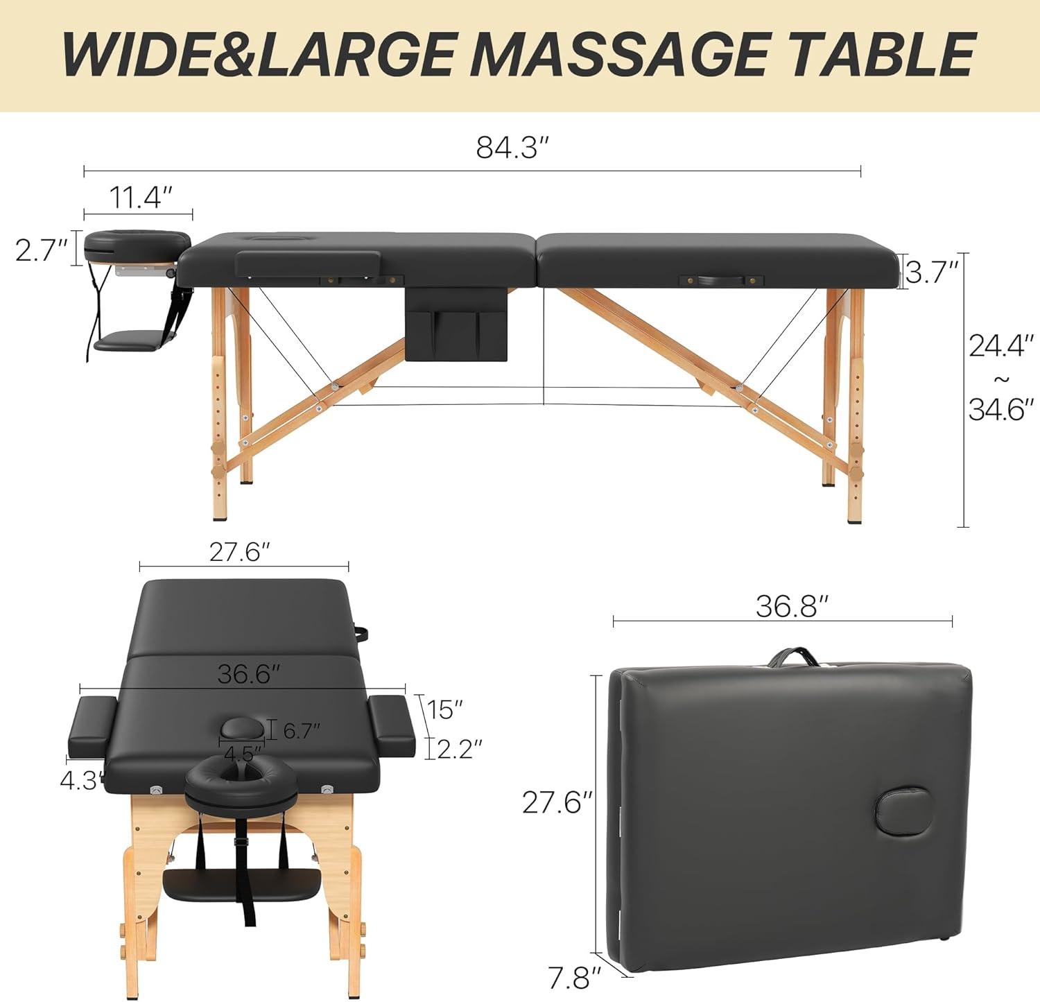 Mesa de masaje de espuma viscoelástica, portátil, plegable - vivox&space