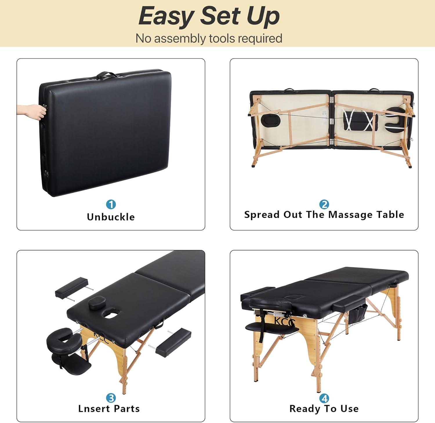 Mesa de masaje de espuma viscoelástica, portátil, plegable - vivox&space