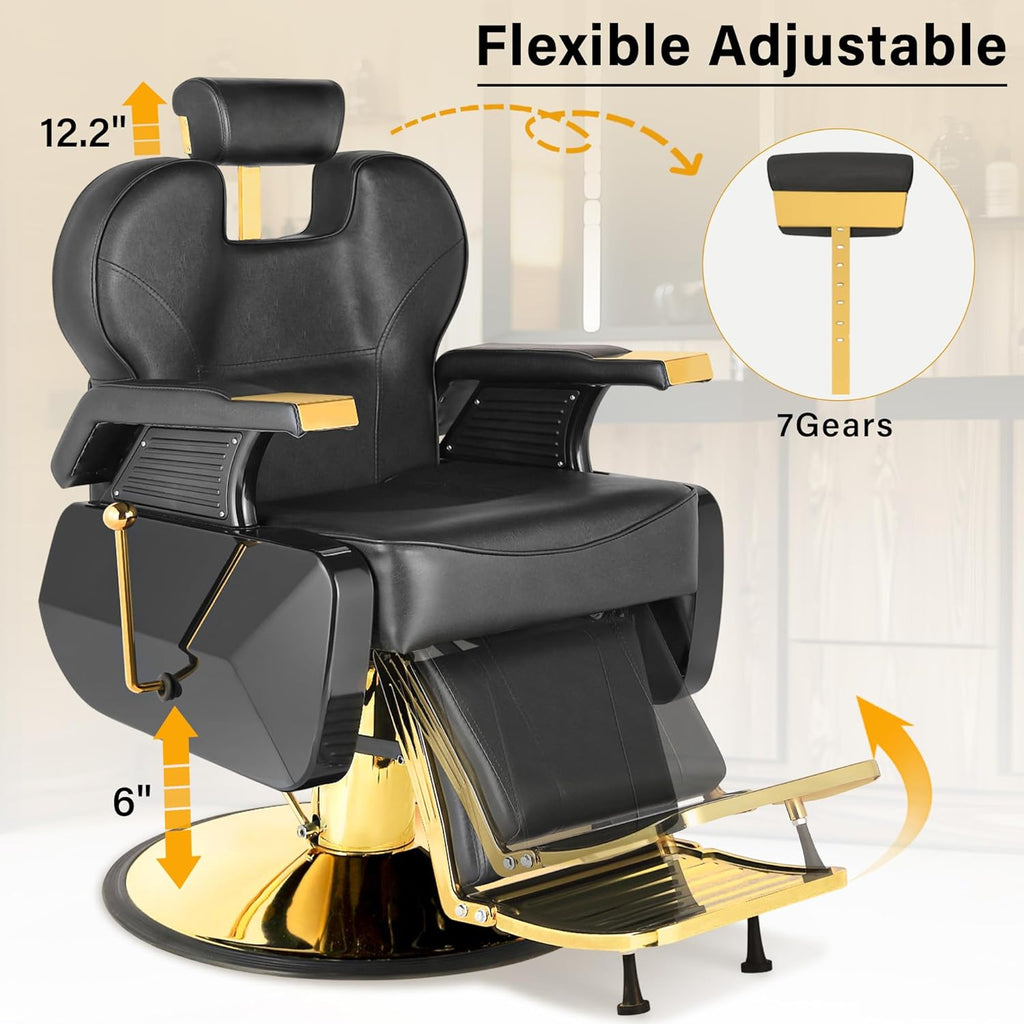Sillón de Barberia Premium dorado y negro