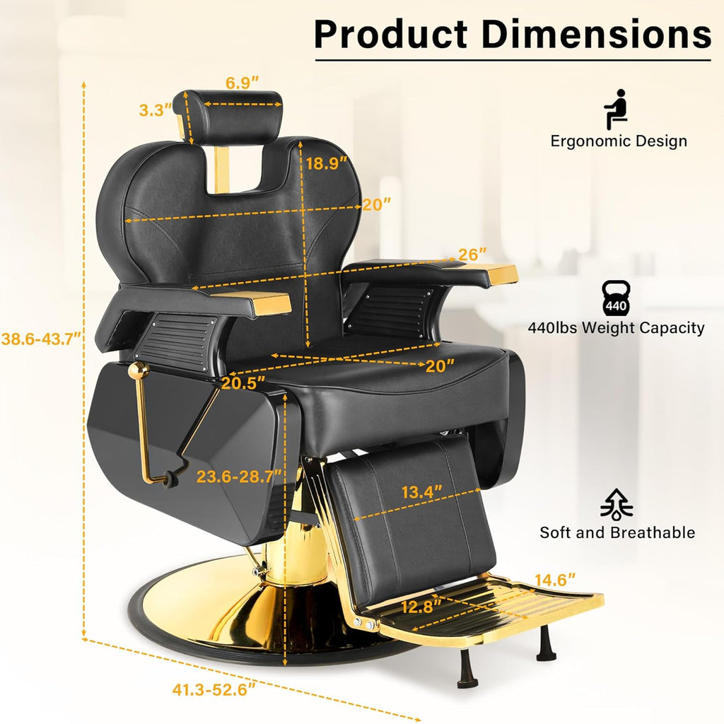 Sillón de Barberia Premium dorado y negro