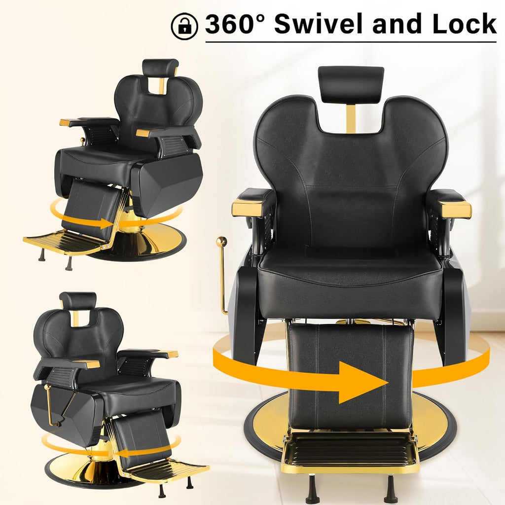 Sillón de Barberia Premium dorado y negro