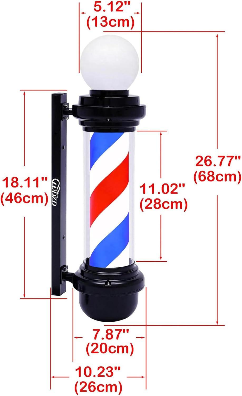 Pole & poste de peluquería & blanco azul y rojo de 27 '' - vivox&space