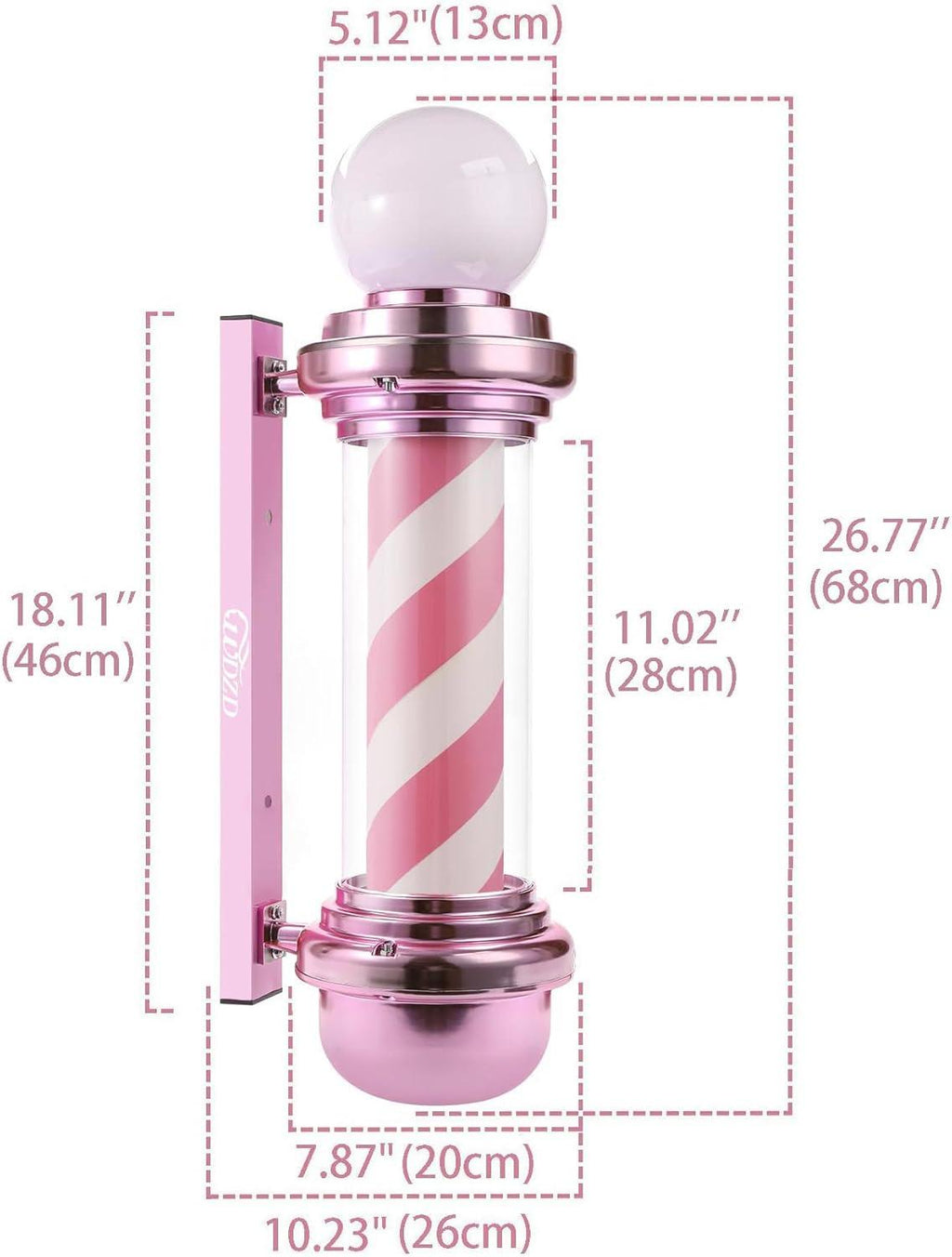 Pole & poste de peluquería o salón Rosada de 27 '' - vivox&space