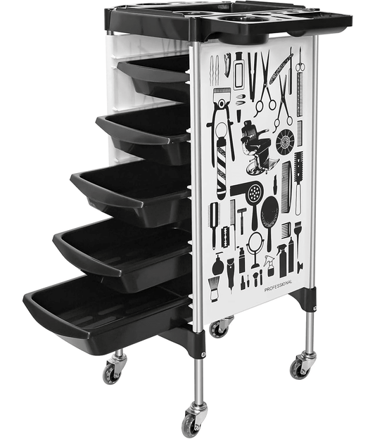 Carrito de salón con ruedas, multifunción con 5 cajones - vivox&space