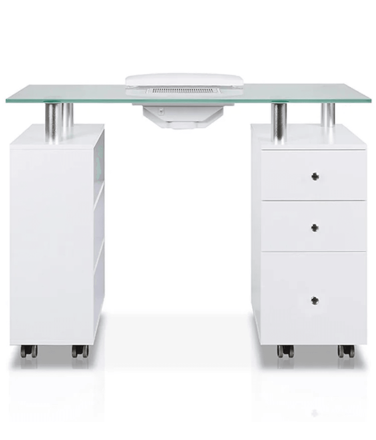 Mesa de manicura con tapa de vidrio y ventilador - vivox&space