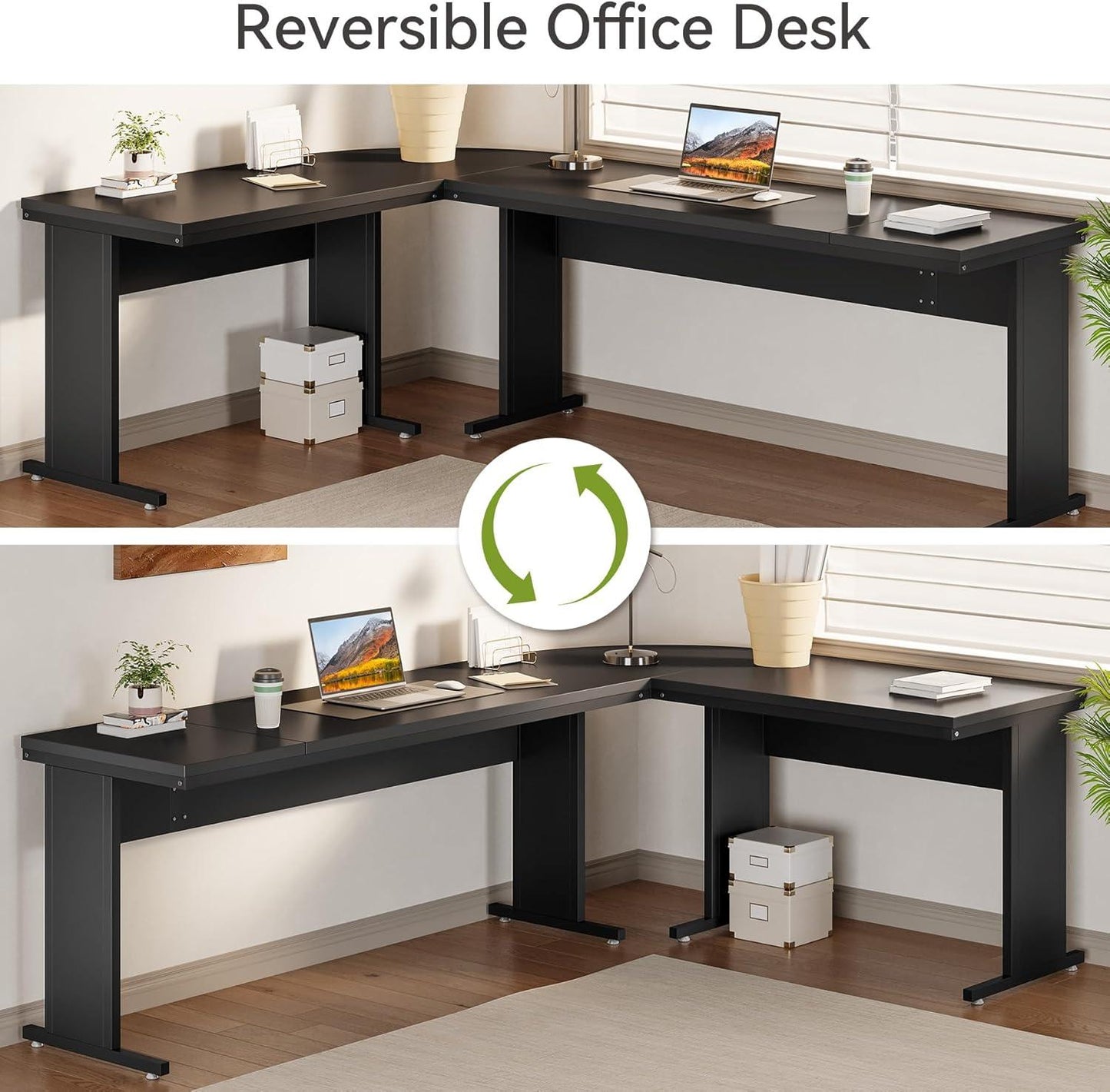 Escritorio ejecutivo grande en forma de L para computadora con archivador móvil de 3 cajones - vivox&space