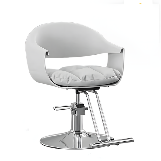 Silla de estilista con base plateada