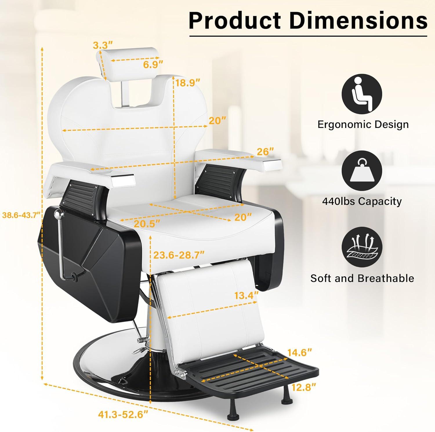 Sillón reclinable de Barberia Harly Blanco - vivox&space