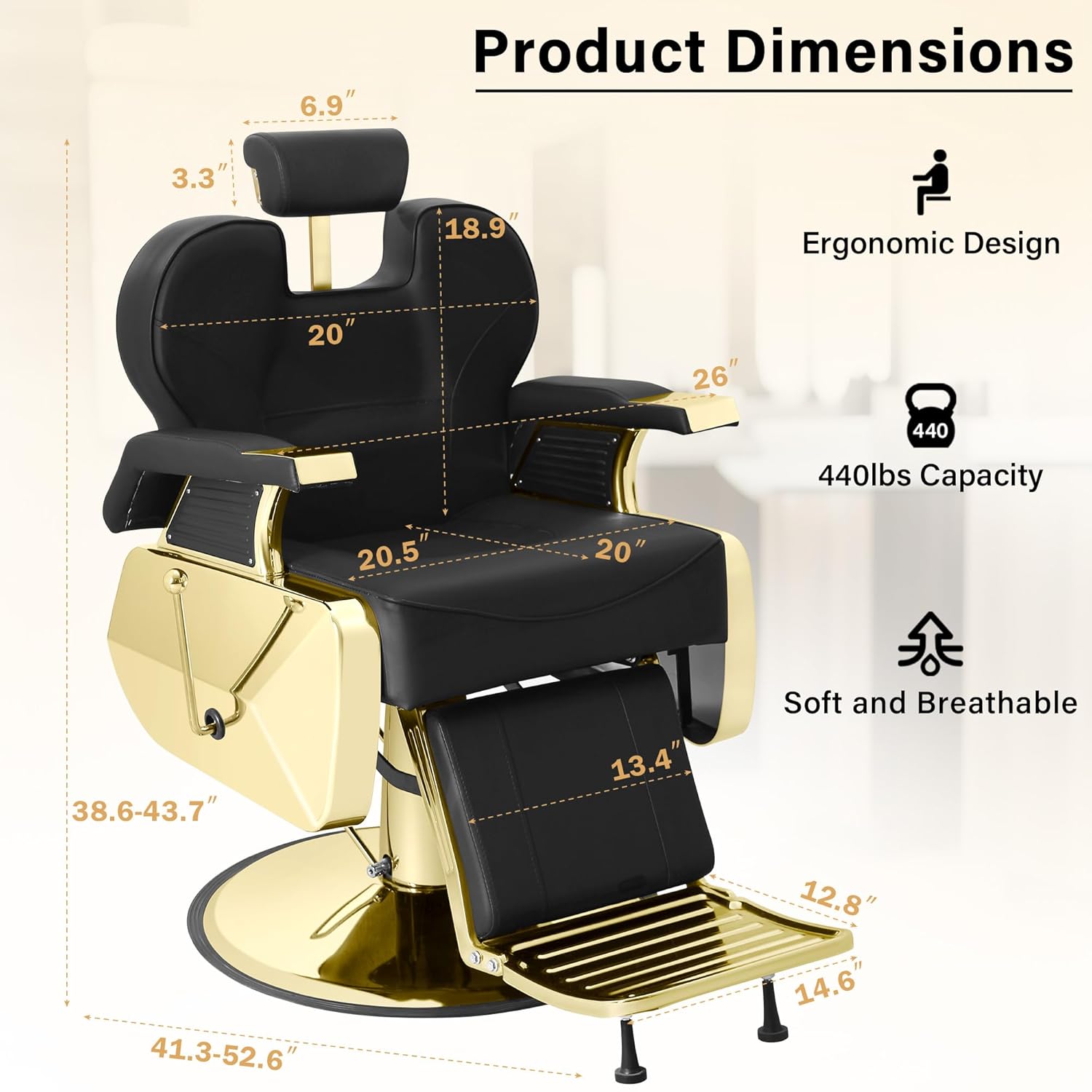 Sillón Barbero Harly Gold Premium