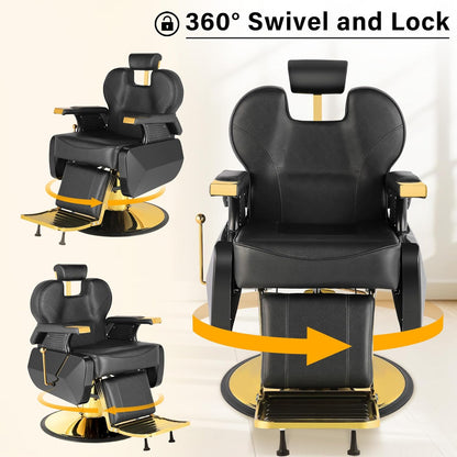 Sillon Harly Black Gold Sillon Barbero Hidraulico Ergonomico.