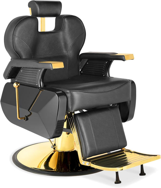 Sillón Harly Gold black Sillón Barbero Hidráulico Ergonómico.